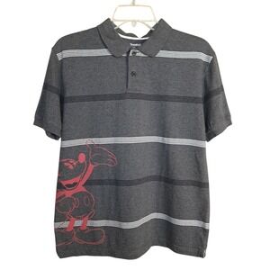 Disneyland Resort Walt Disney World Men Polo Button Shirt Gray‎ XL Mickey Mouse